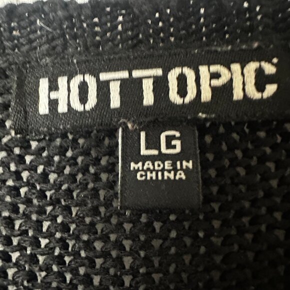 Hot Topic sweater sz large black with white music notes cropped novelty top - Picture 3 of 5